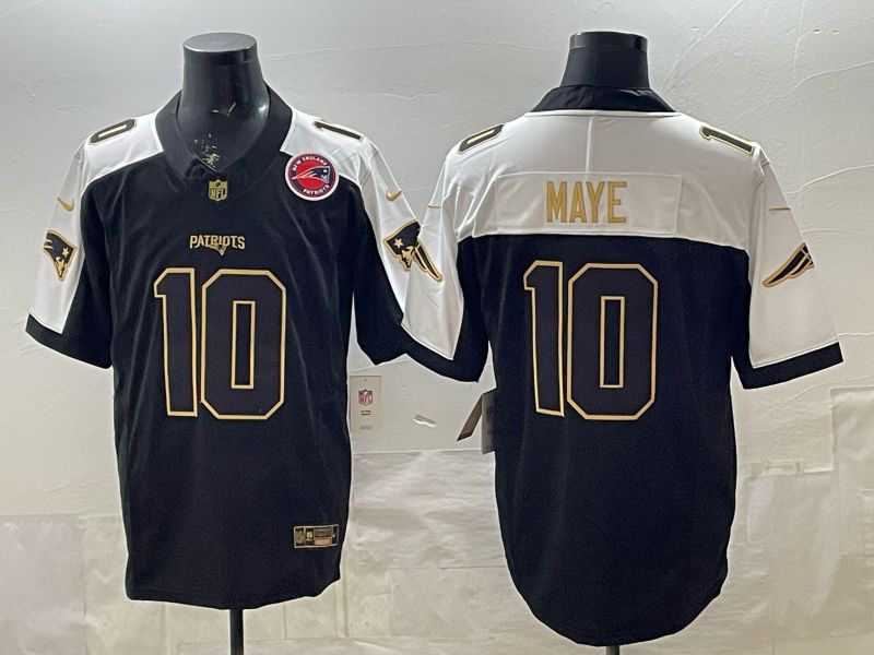 Men 2026 New England Patriots #10 Maye Black gold 3th generations Nike Limited NFL Jersey style 009